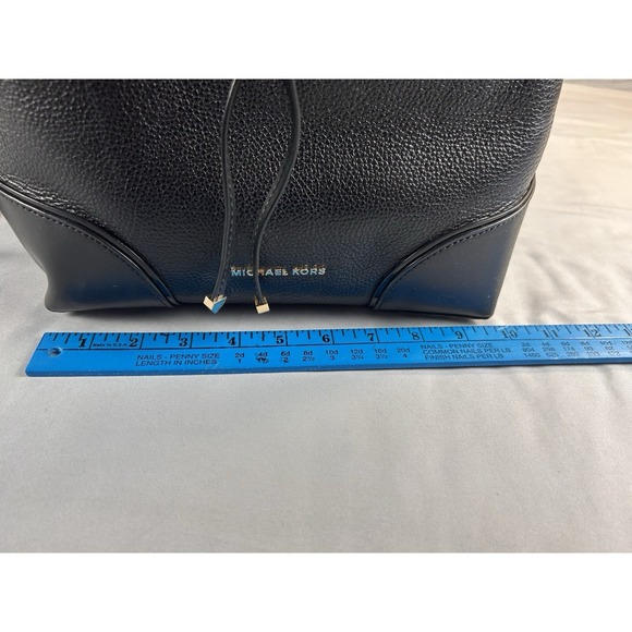 Michael Kors Black Pebbled Leather Bucket Bag Drawstring Crossbody - Picture 6 of 10